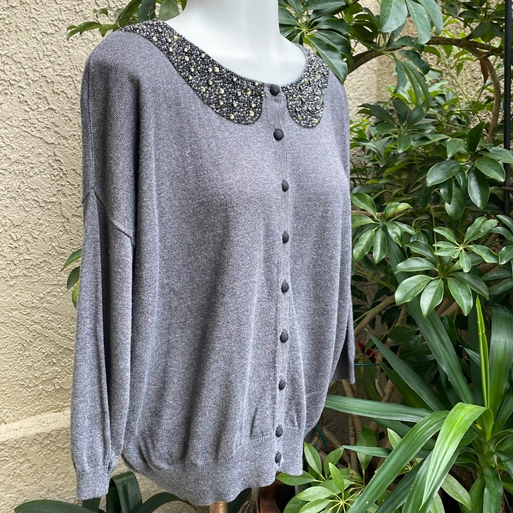 Vintage gray Loft Ann Taylor cotton/rayon cardigan